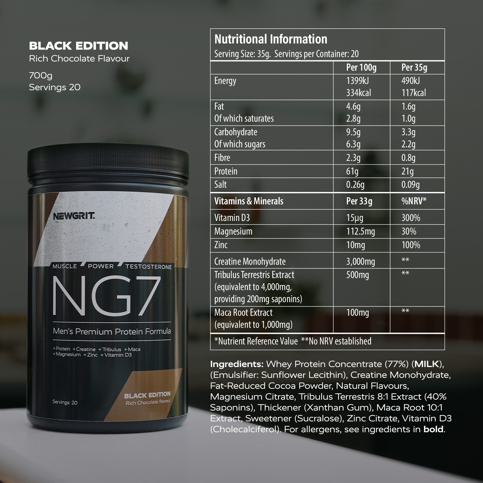 NG7 Men's Premium Protein Formula - Rich Chocolate flavor protein powder by NEWGRIT